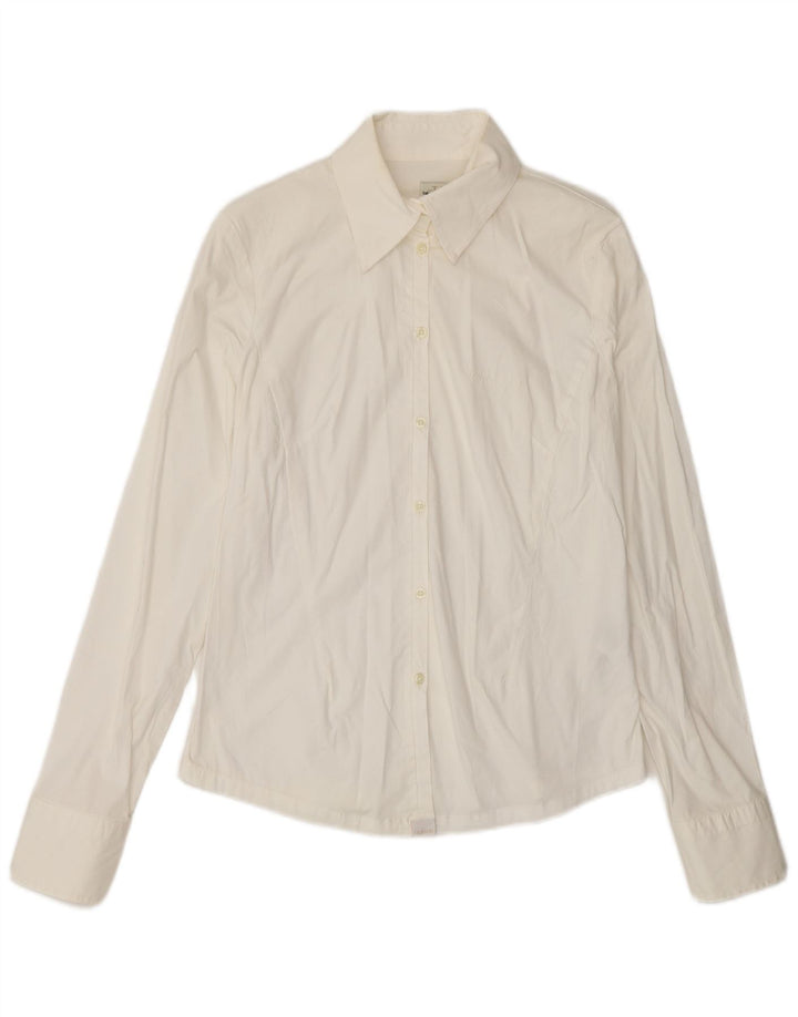 Calvin Klein Damenhemd UK 12 Mittelweiße Baumwolle
