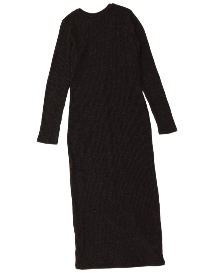 Zara Damen Langarm-Pulloverkleid UK 10 Small Grau Polyester