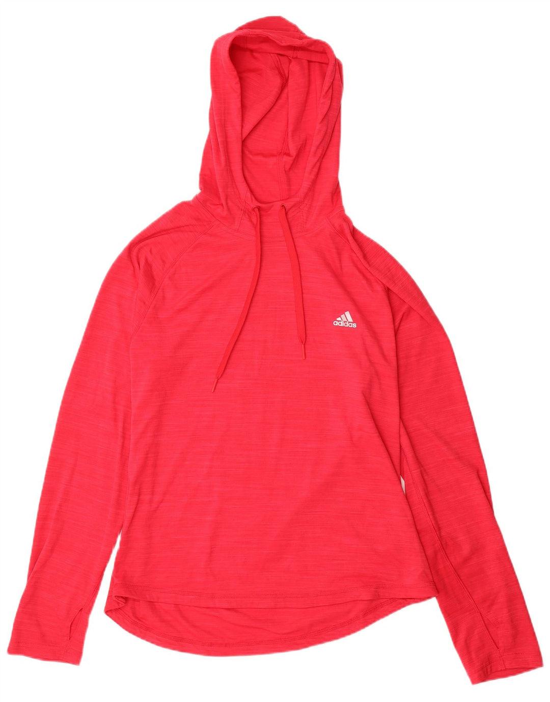 ADIDAS Damen Climalite Kapuzenoberteil Langarm UK 16/18 Large Rot meliert