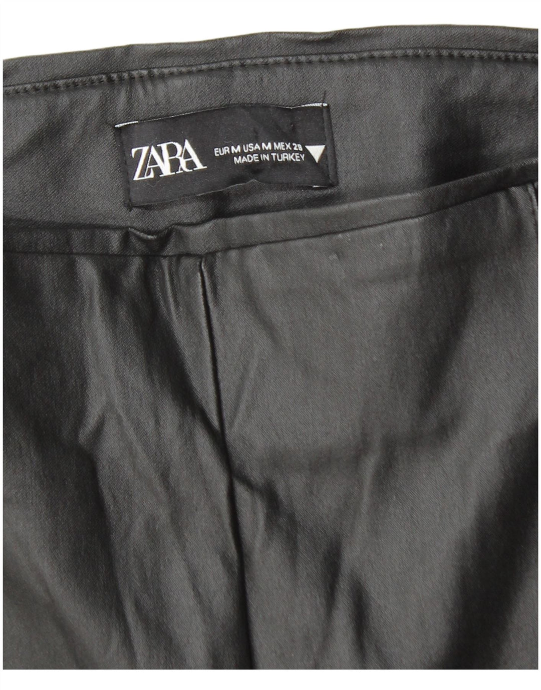 ZARA Womens Slim Faux Leather Trousers Medium W28 L28 Black Polyurethane