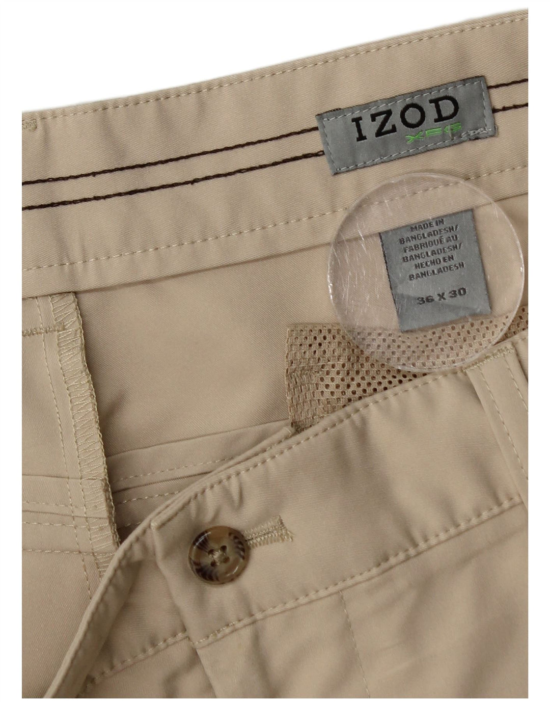 Izod Herren gerade Chinohose W36 L28 Beige Polyester