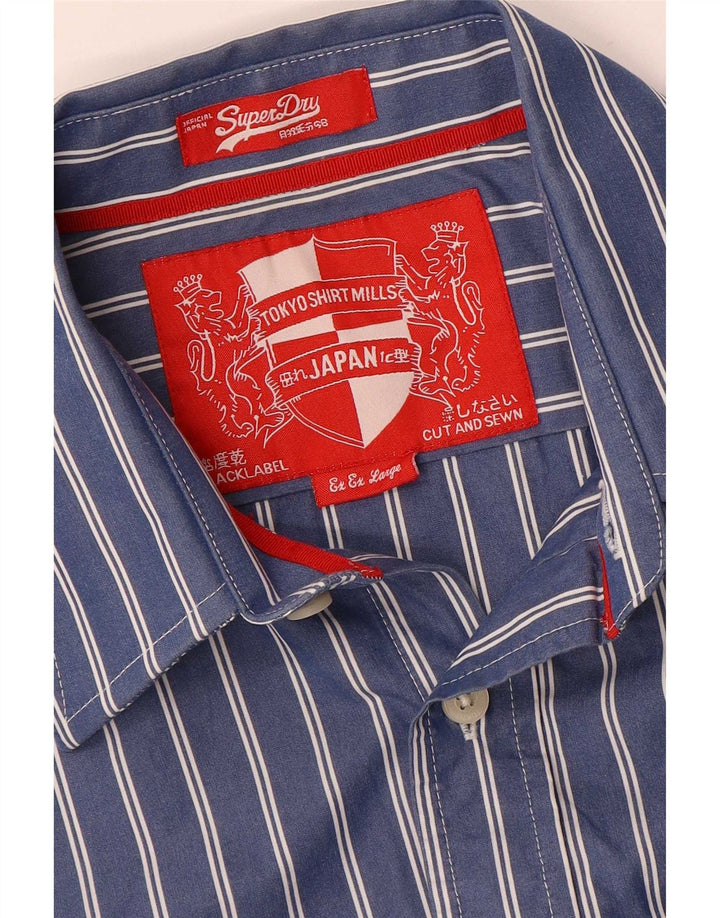 Superdry Herrenhemd 2XL Marineblau gestreift