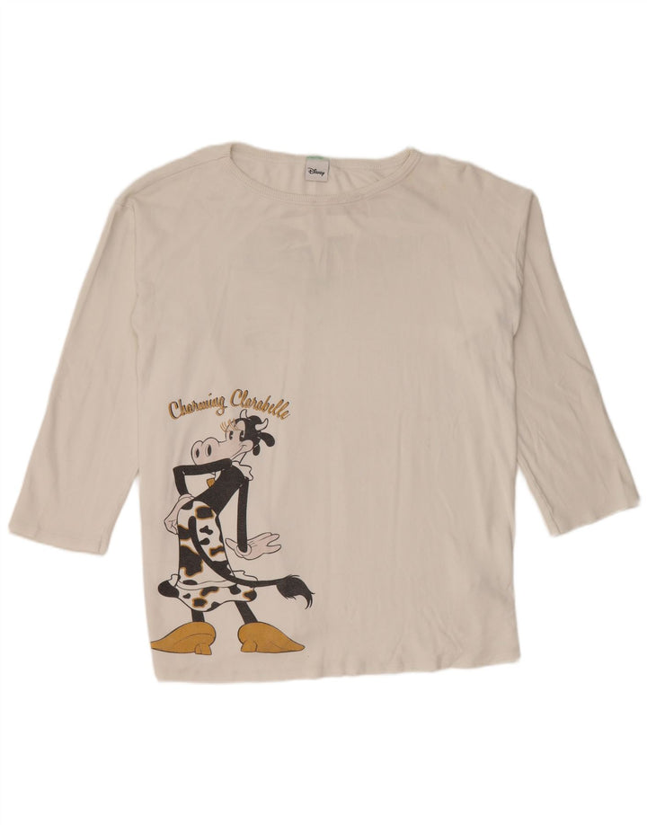 Benetton Damen Disney Übergroßes Grafik-Top Langarm UK 12 Mittelweiß