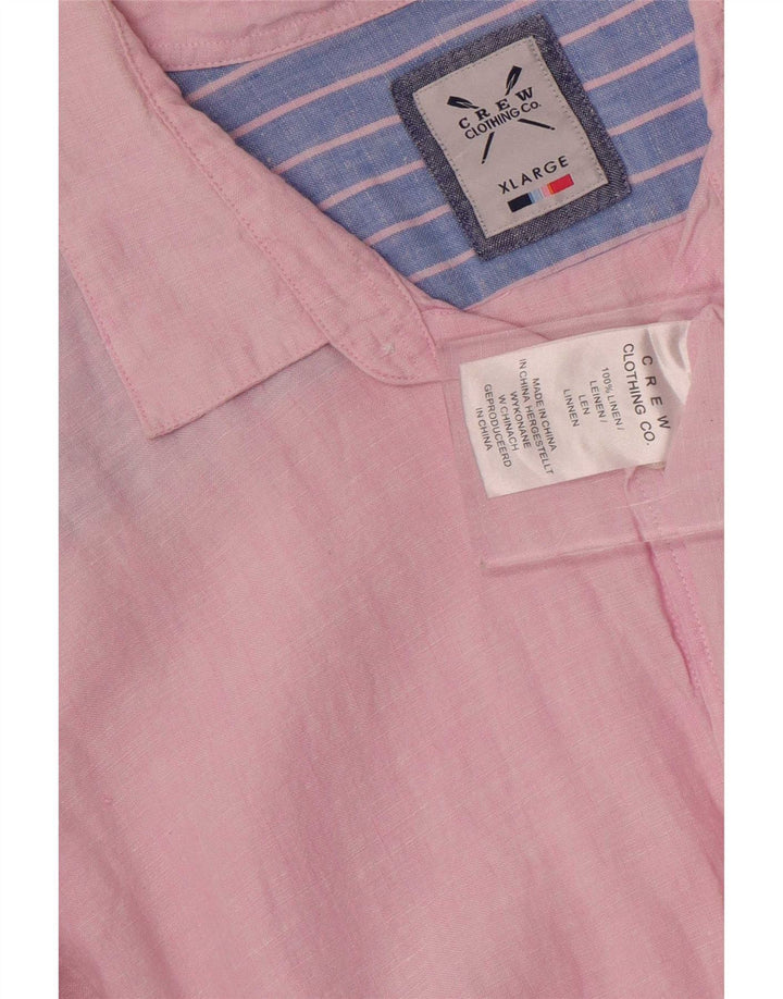 Crew Clothing Herrenhemd XL Rosa Leinen