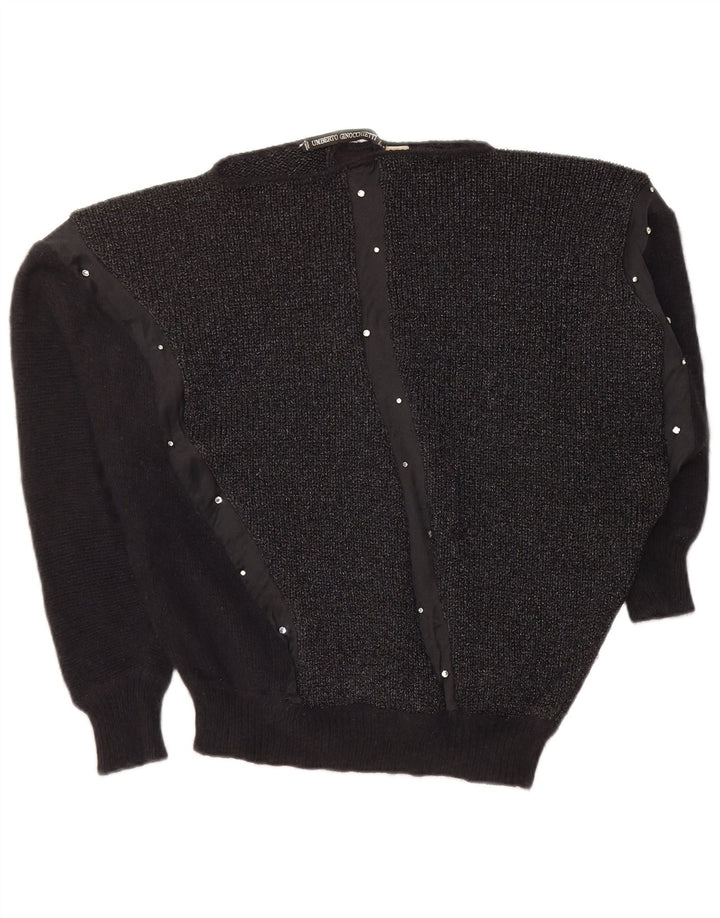 UMBERTO GINOCCHIETTI Damen Pullover mit U-Boot-Ausschnitt UK 18 XL Schwarz