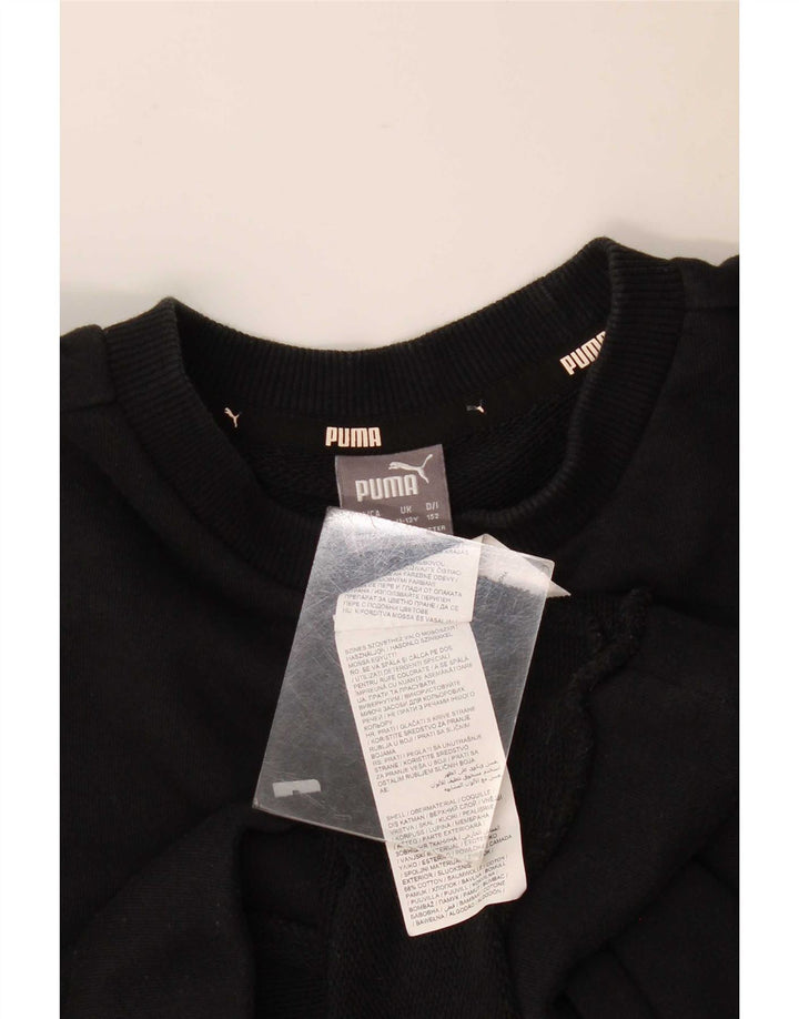 Puma Jungen Grafik-Sweatshirt-Pullover 11–12 Jahre, schwarze Baumwolle
