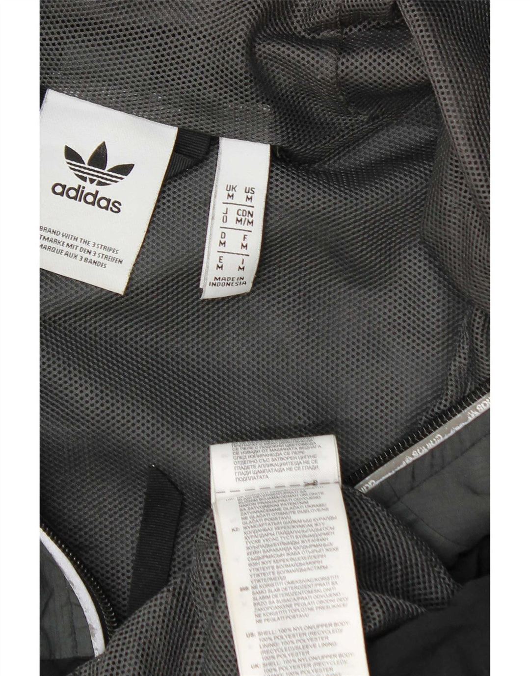 Adidas Herren-Regenjacke mit Kapuze, UK 38, mittelgraues Colourblock-Nylon