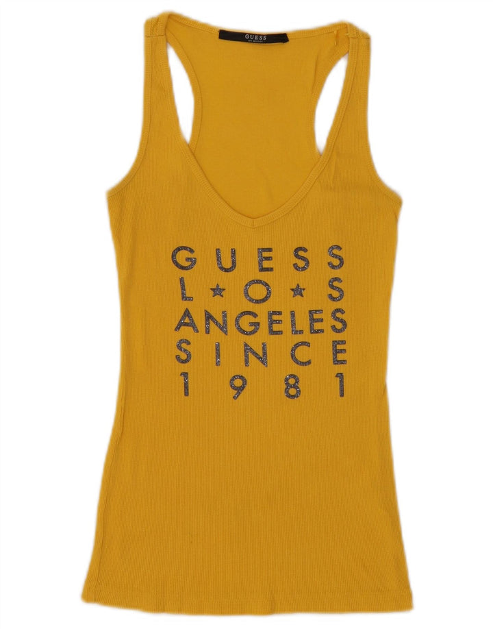 Guess Damen Grafik-Trägershirt UK 8 Small Gelb