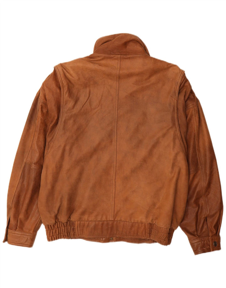 CARLO COMBERTI Herren Lederjacke IT 48 Mittelbraunes Leder