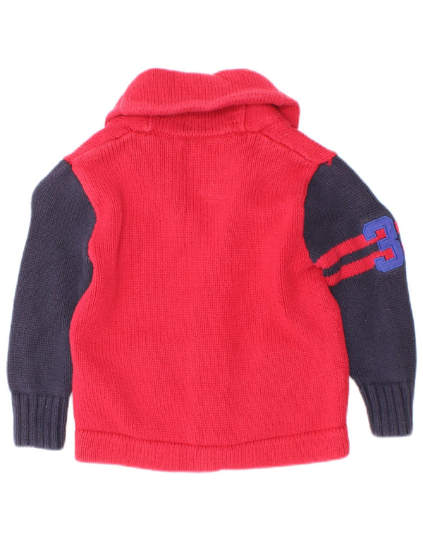 Ralph Lauren Baby-Jungen-Cardigan-Pullover, 18–24 Monate, rote Colourblock-Baumwolle