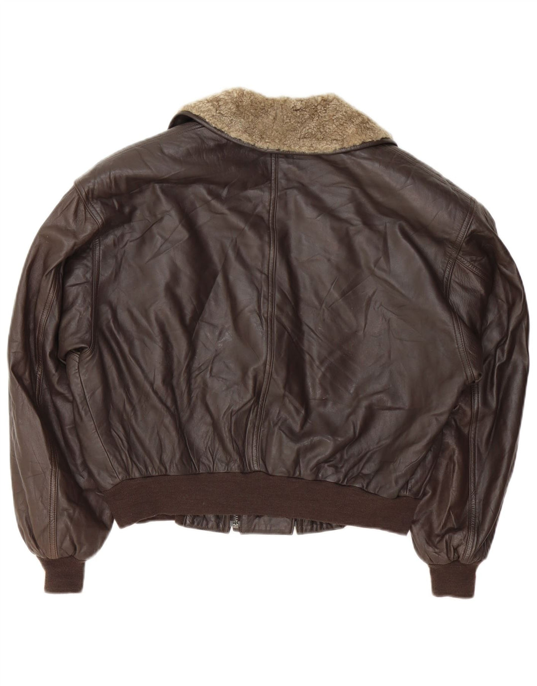 Ambiente Damen Crop Übergroße Lederjacke UK 12 Mittelbraunes Leder