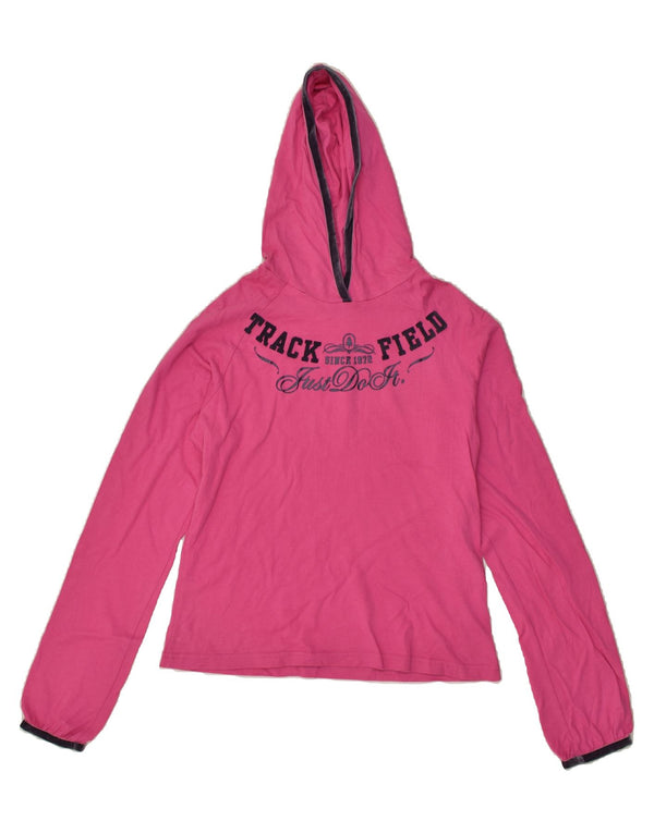 NIKE Mädchen-Oberteil mit Kapuze und Grafik, langärmlig, 13–14 Jahre, XL, Rosa, Baumwolle