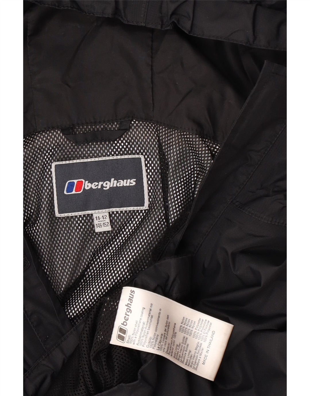Berghaus Jungen-Regenjacke mit Kapuze, 11–12 Jahre, schwarzes Nylon