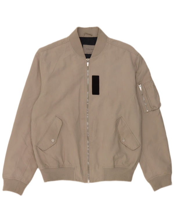 Zara Herren Bomberjacke UK 42 XL Grau Polyester