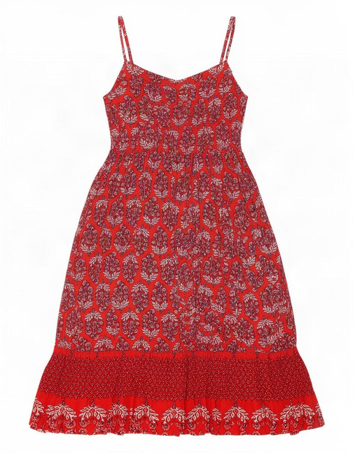 Marks & Spencer Damen-Sommerkleid, UK 14, Mittelrot, Blumen-Viskose