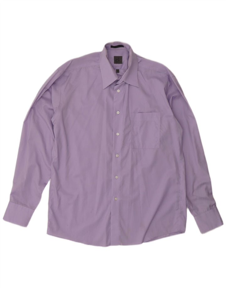 Calvin Klein Herrenhemd Größe 16 Large Lila Baumwolle