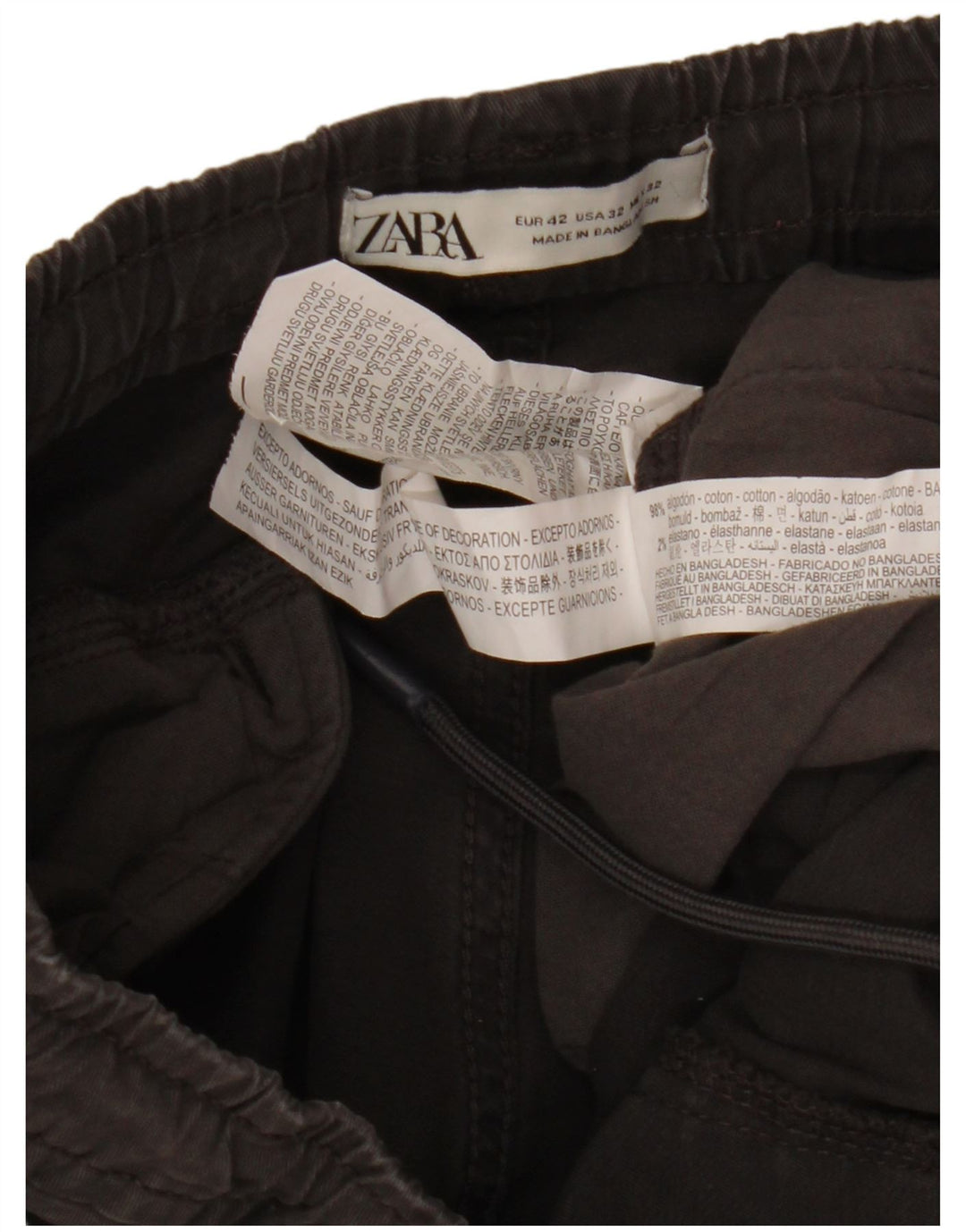 Zara Herren Jogger Cargo Hose EU 42 Large W32 L28 Schwarze Baumwolle