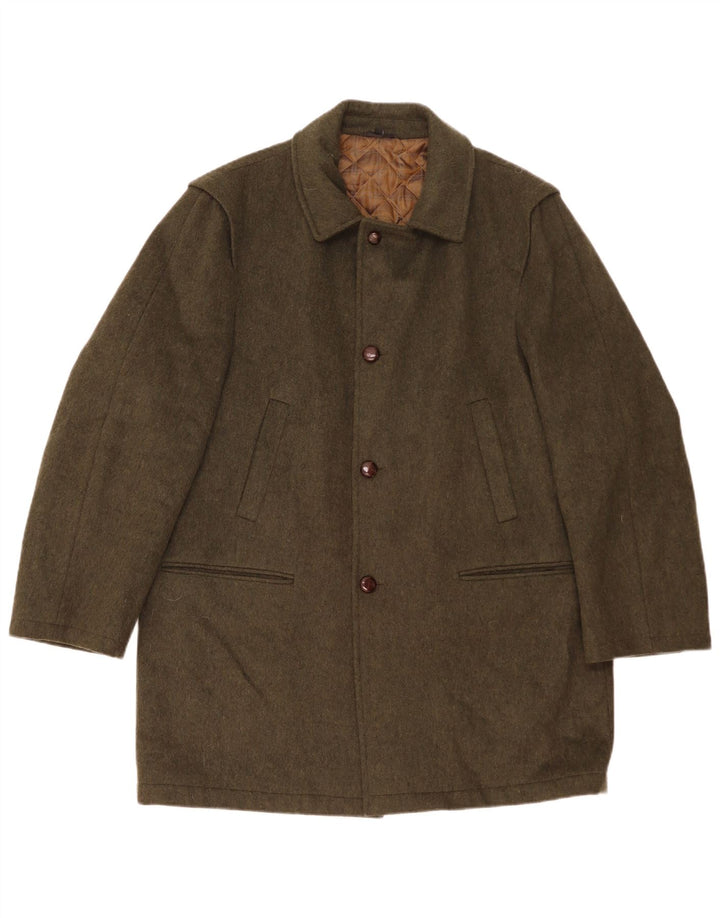 Vintage Herren Mantel UK 42 XL Khaki Wolle