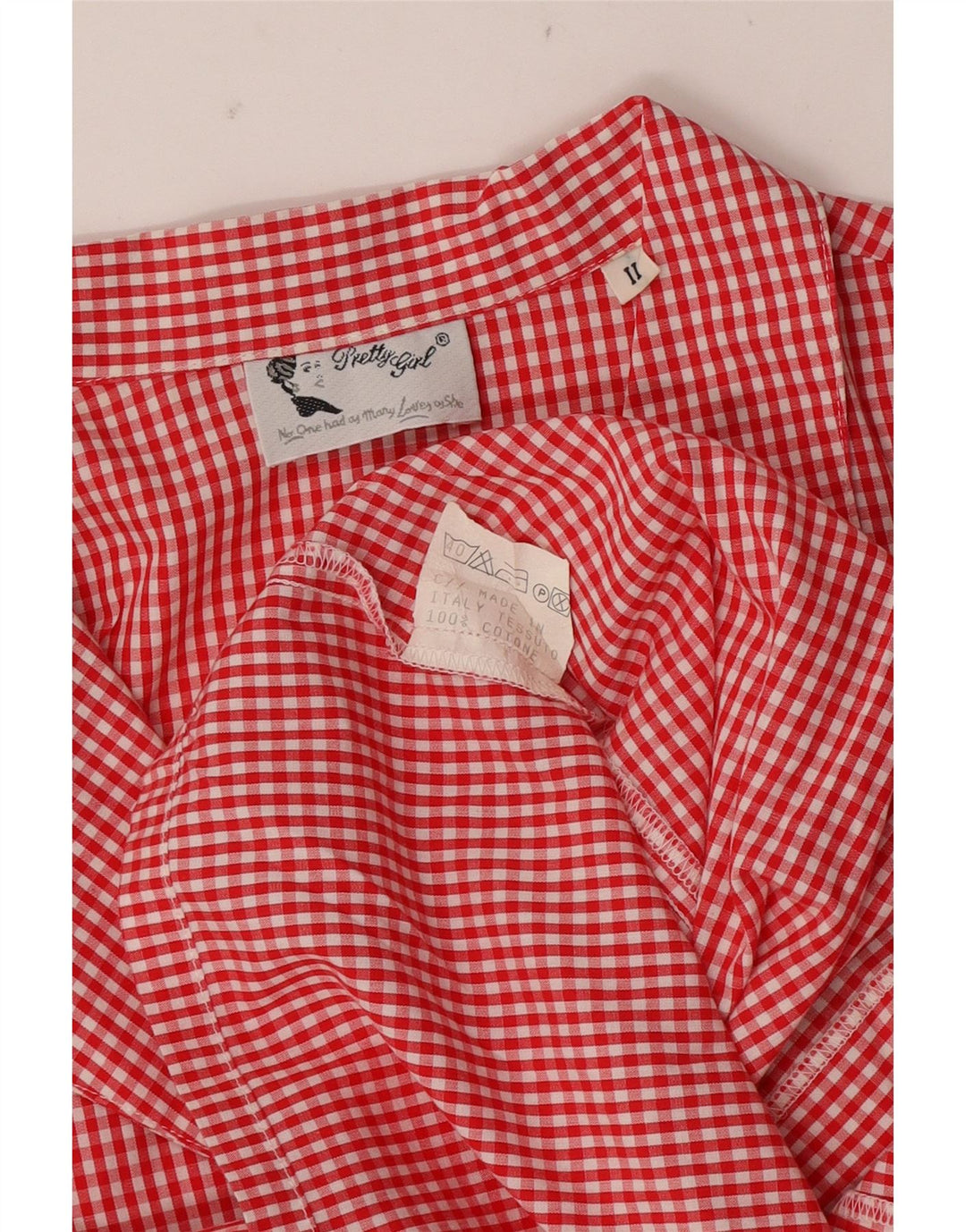 VINTAGE Damenhemd UK 16 Große rote Gingham-Baumwolle