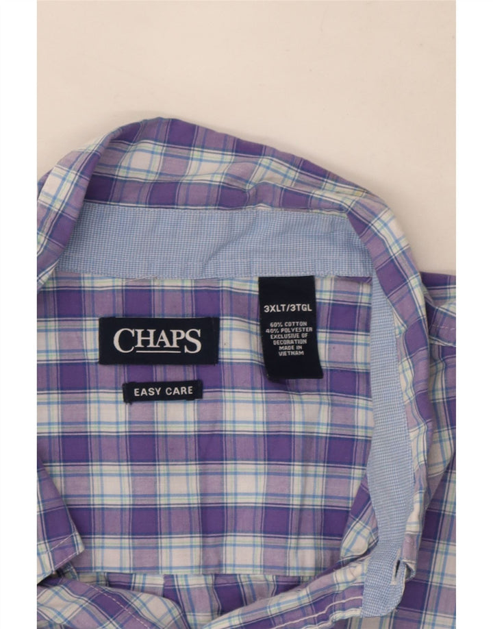 Chaps Herren-Kurzarmhemd 3XL, lila kariert, Baumwolle