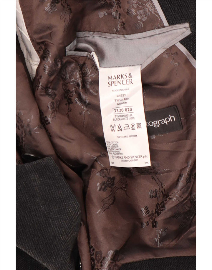 Marks & Spencer Herren Autograph 2-Knopf-Blazerjacke, UK 46, XL, graue Baumwolle