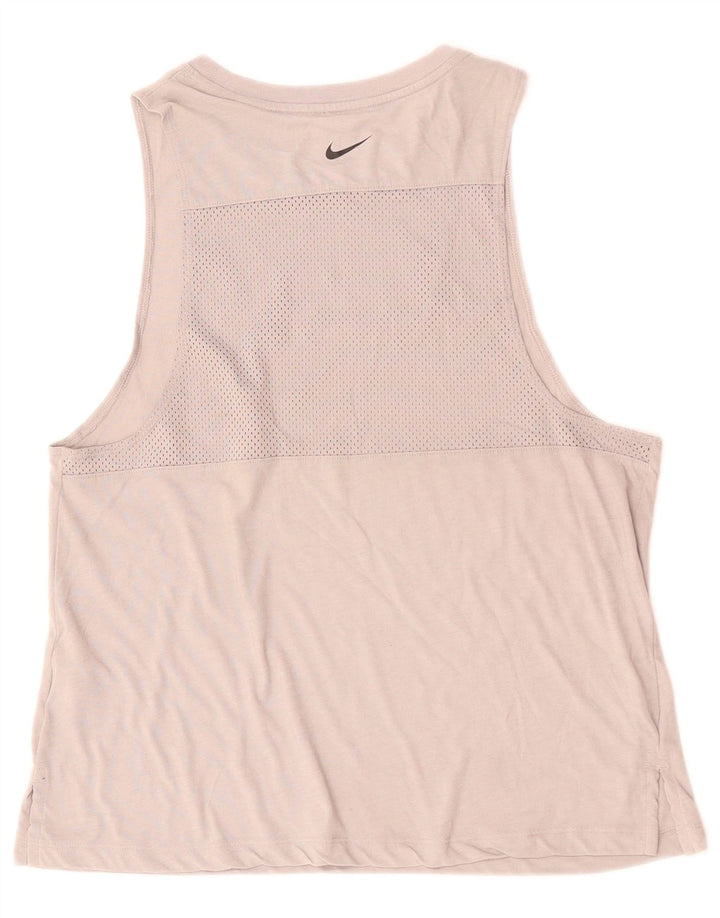 NIKE Damen Dri Fit Grafik-Trägershirt UK 14 Mittelgraue Baumwolle