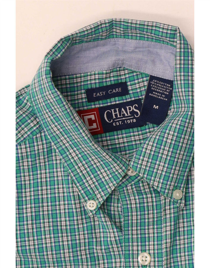 Chaps Herren-Kurzarmhemd aus mittelgrüner Gingham-Baumwolle