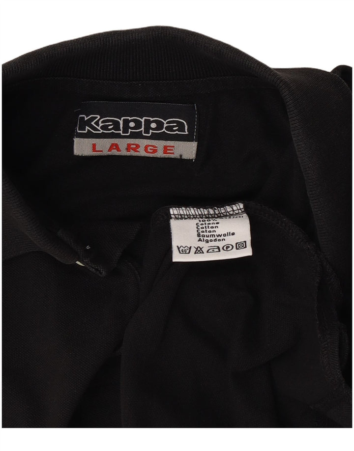 Kappa Herren-Poloshirt, groß, schwarze Baumwolle