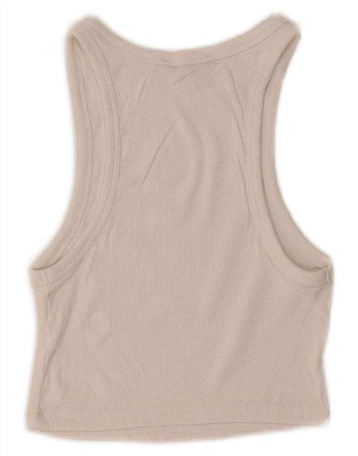 Zara Damen Crop Vest Top UK 12 Medium Weiß