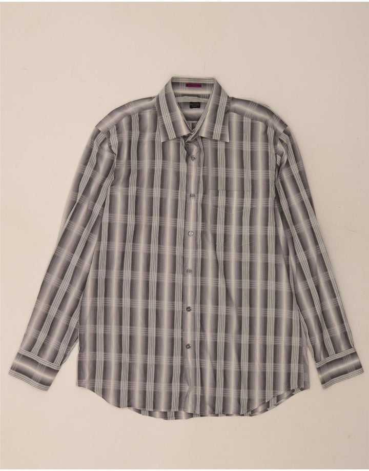 Paul Smith Herrenhemd Größe 42 16 1/2 große grau karierte Baumwolle