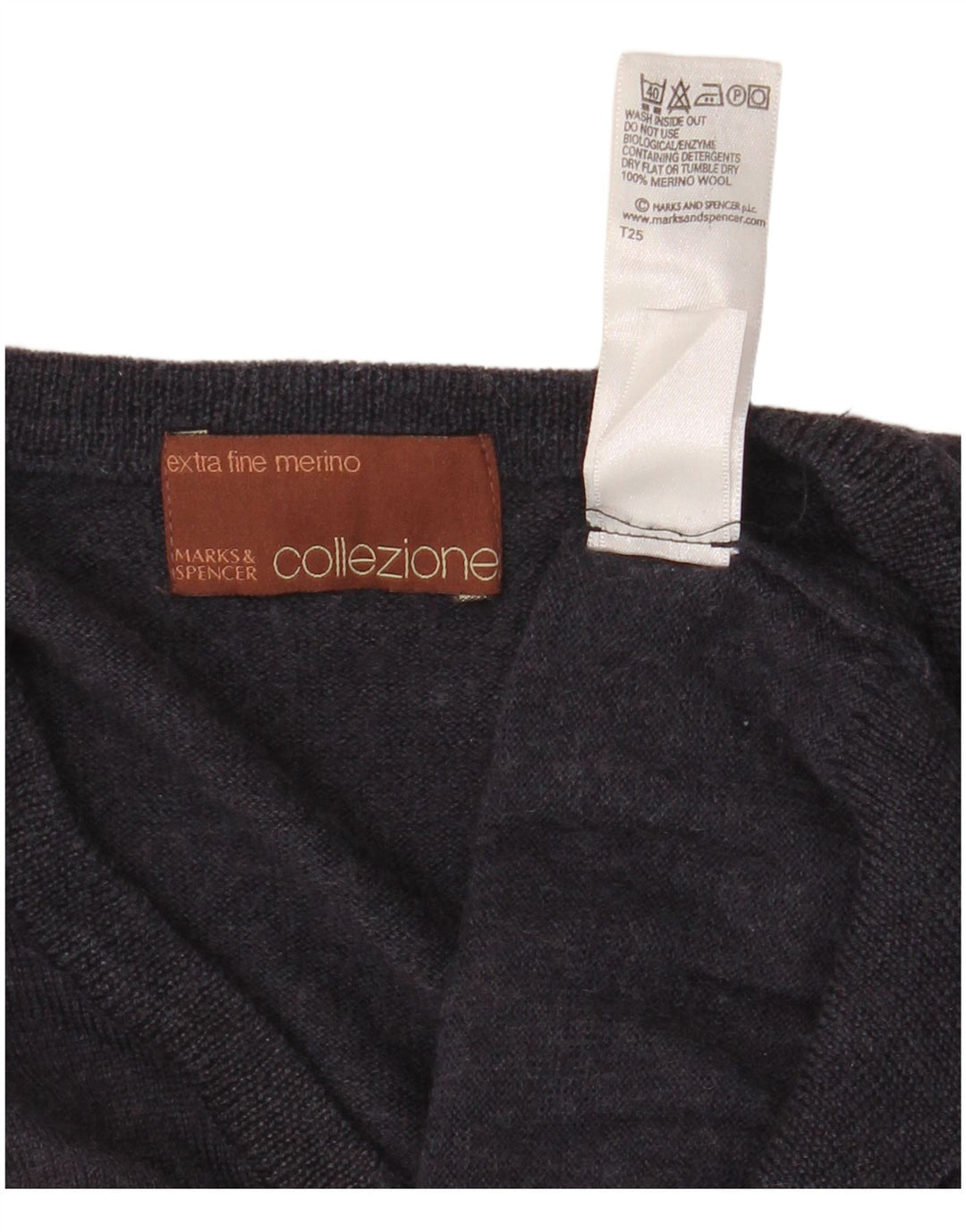 Marks & Spencer Herren Weste Tank Top XL Marineblau Merinowolle