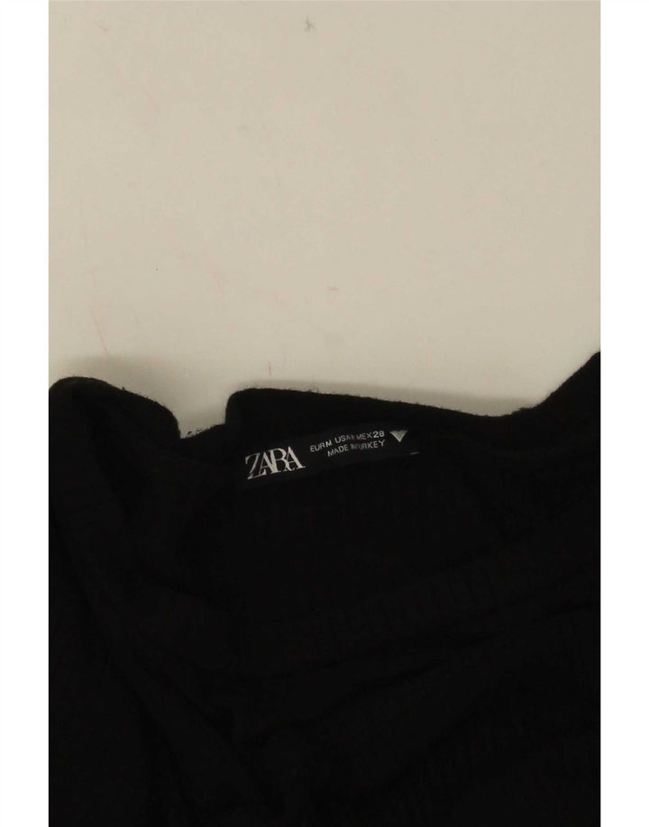 Zara Damen Langarm-Blusenoberteil UK 12 Medium Schwarz