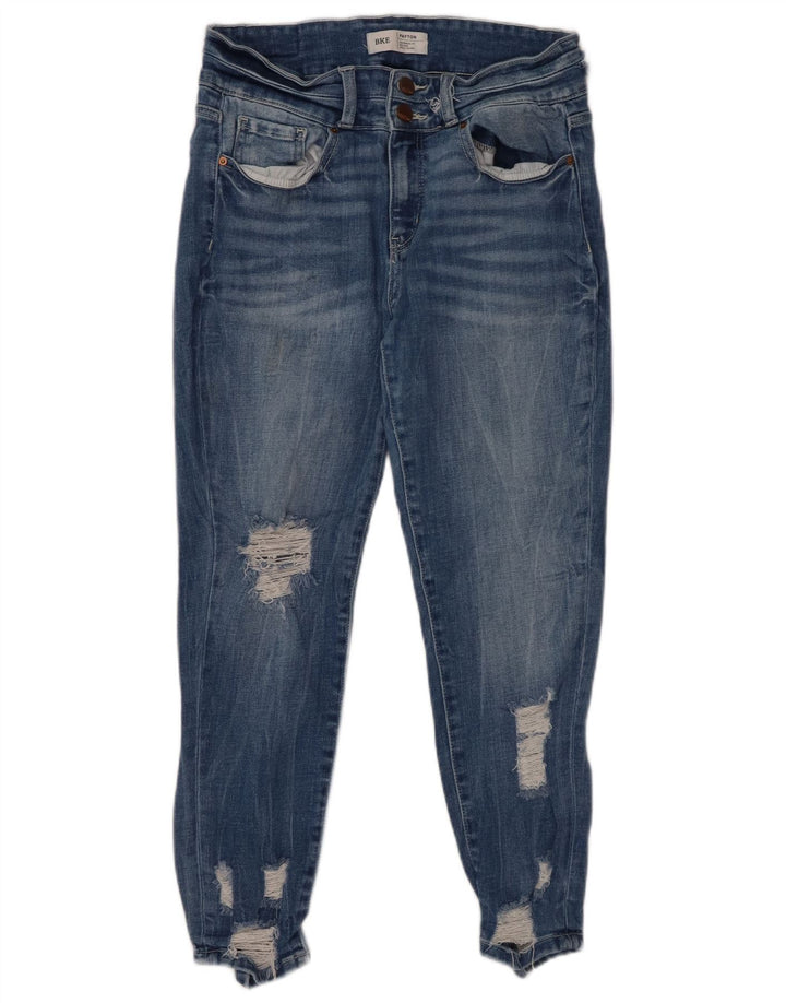 BKE Damen Payton Mid Rise Distressed Skinny Jeans W29 L26 Blaue Baumwolle
