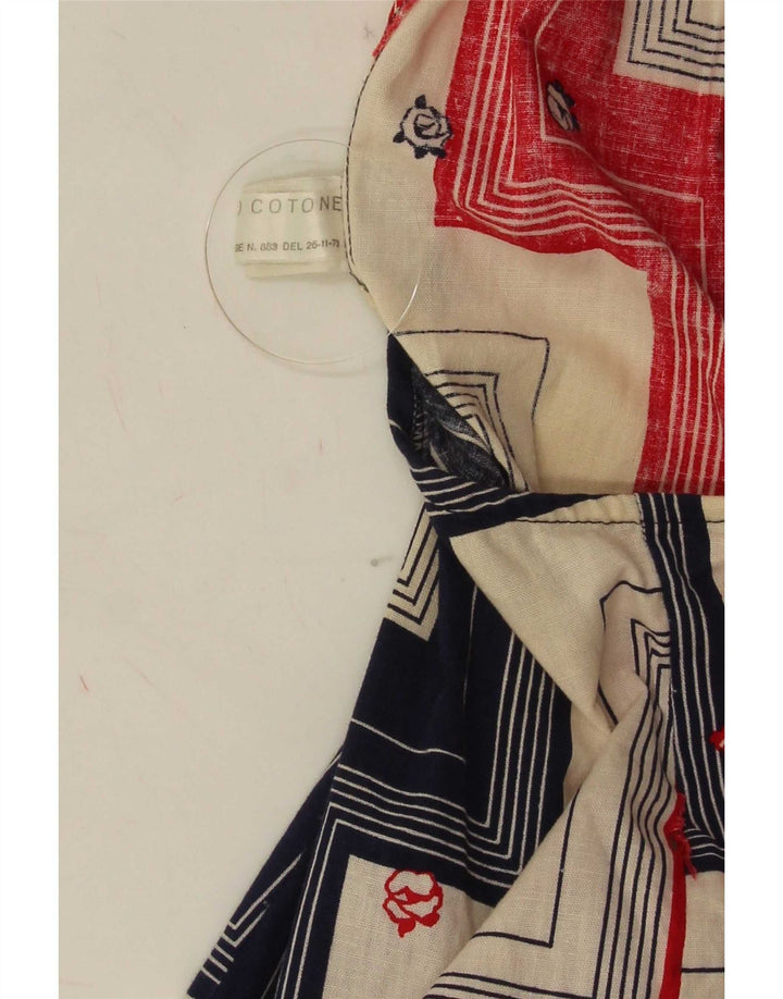 Vintage Damen Neckholder-Kleid IT 46 Große mehrfarbige geometrische Baumwolle