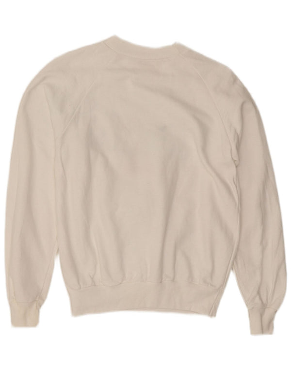 Vintage Damen Italia Grafik Sweatshirt Pullover UK 10 Small Weiß