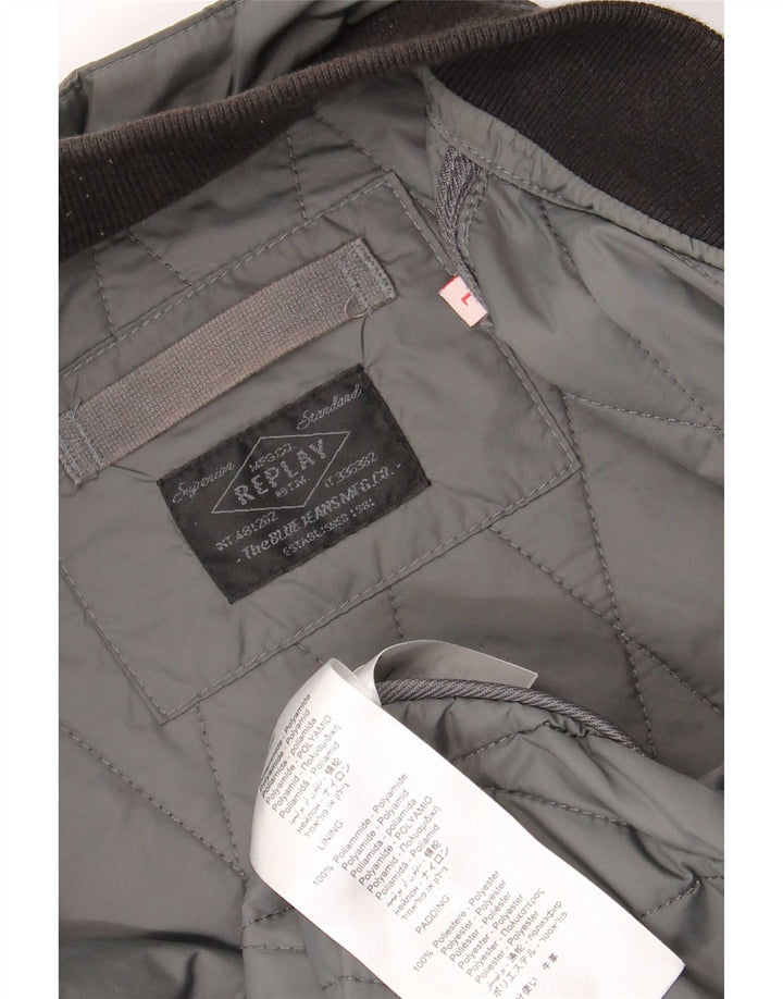Replay Herren-Steppjacke, UK 40, groß, graues Colourblock-Polyamid