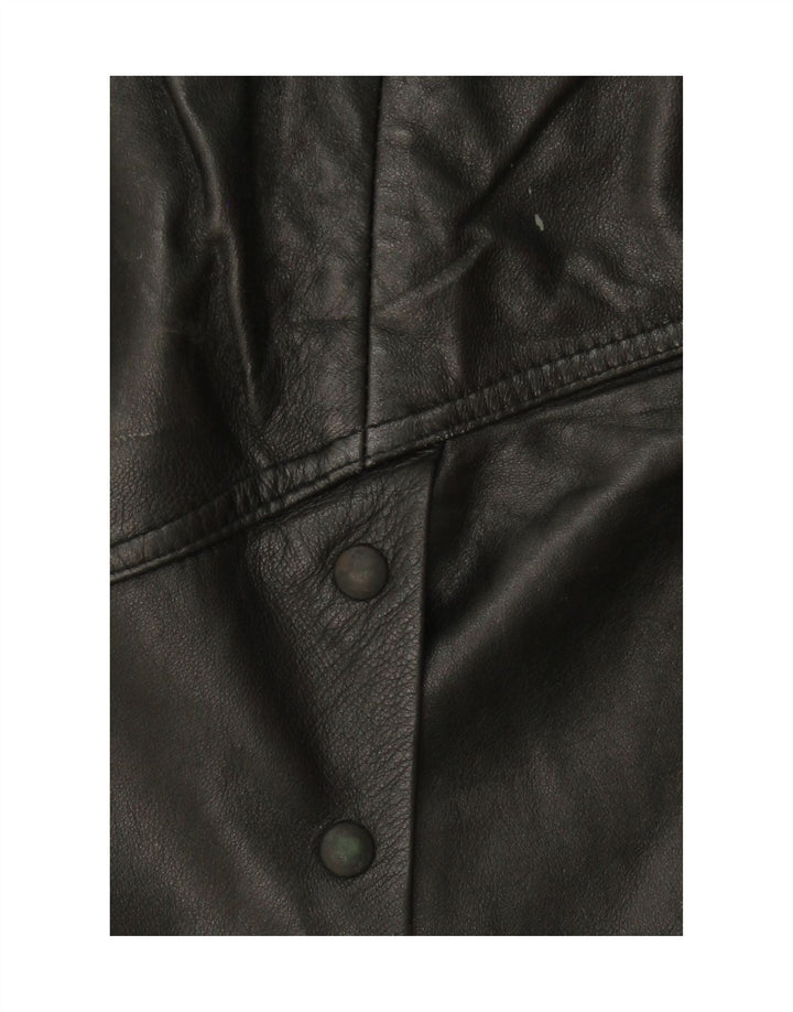 VINTAGE Womens Leather Skirt W30 Medium Black Leather