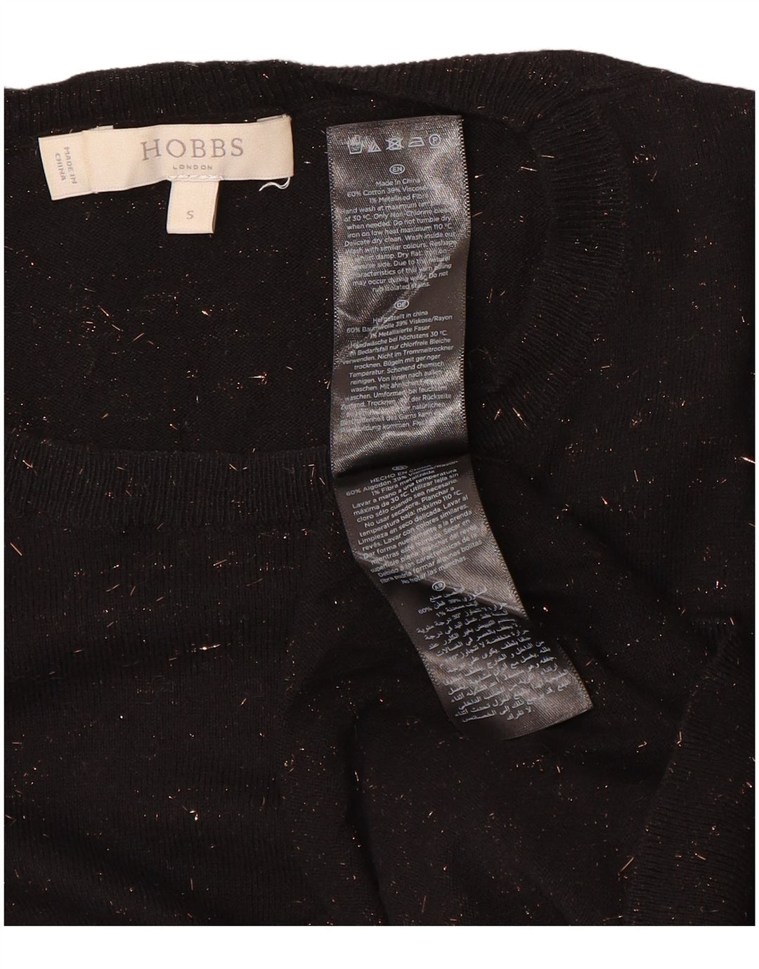 Hobbs Damen-Pullover mit Rundhalsausschnitt, Gr. 10, Größe S, schwarz gefleckte Baumwolle