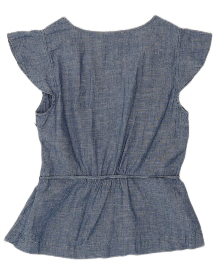 J. CREW Damen Blusentop US 0 XS Blaue Baumwolle