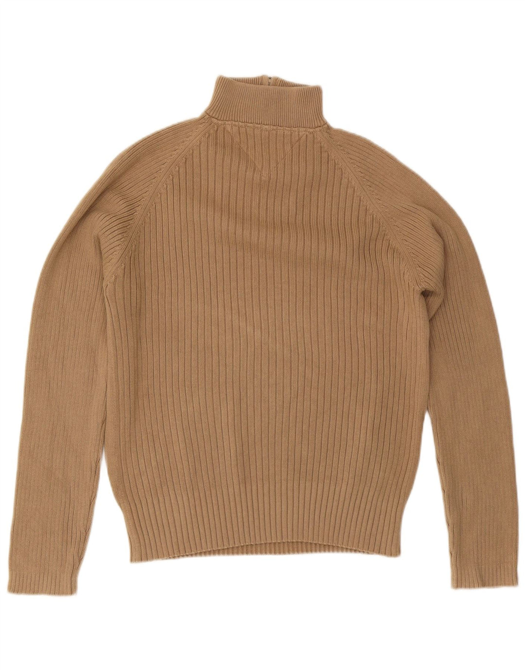 Tommy Hilfiger Herren-Pullover mit Reißverschluss am Hals, mittelbeige Baumwolle