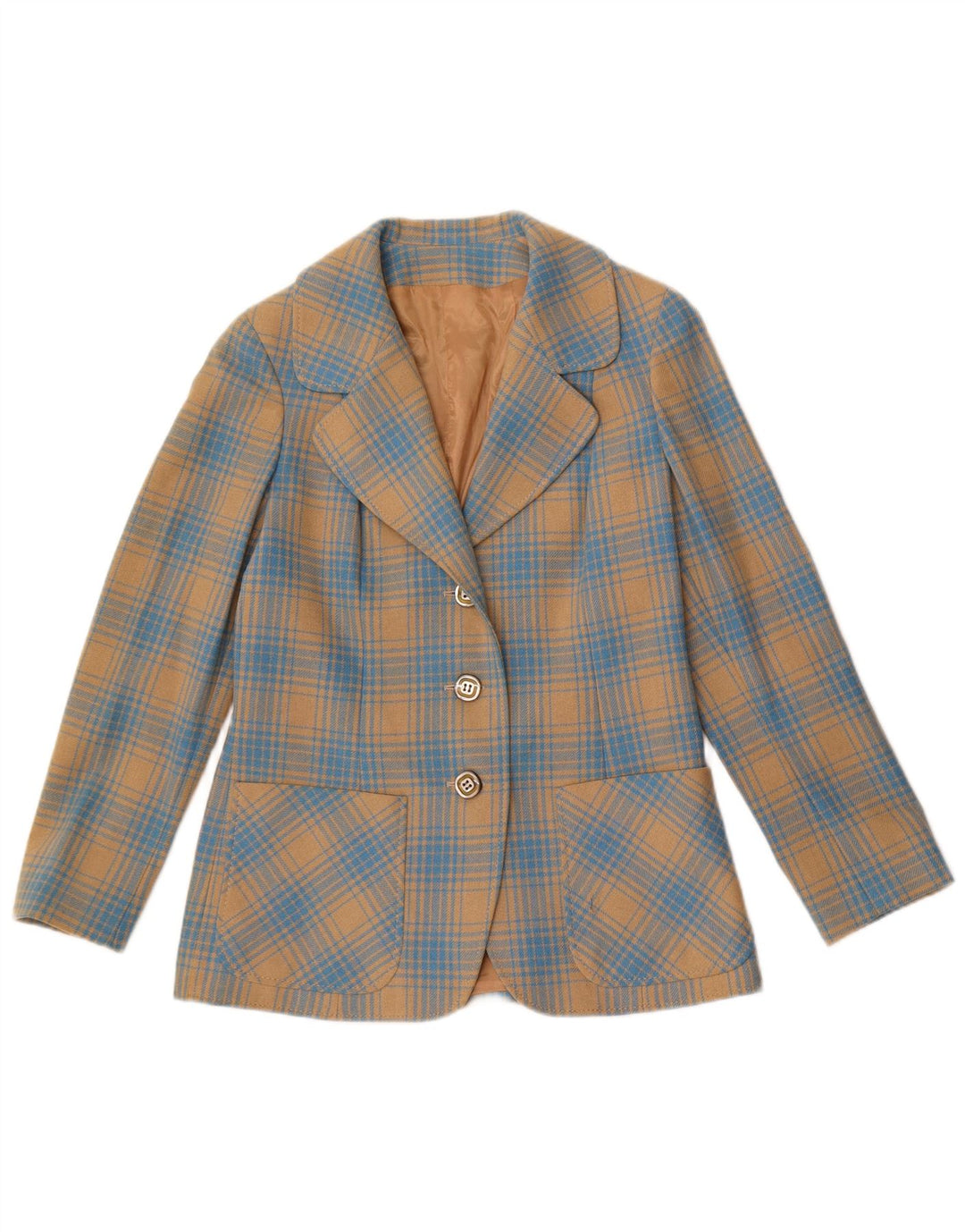 Stylbert Damen-Blazer mit 3 Knöpfen, Gr. 10, klein, blau kariert
