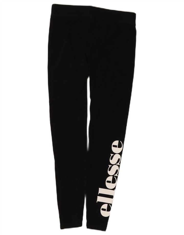 Ellesse Womens Graphic Leggings UK 12 Mittelschwarze Baumwolle