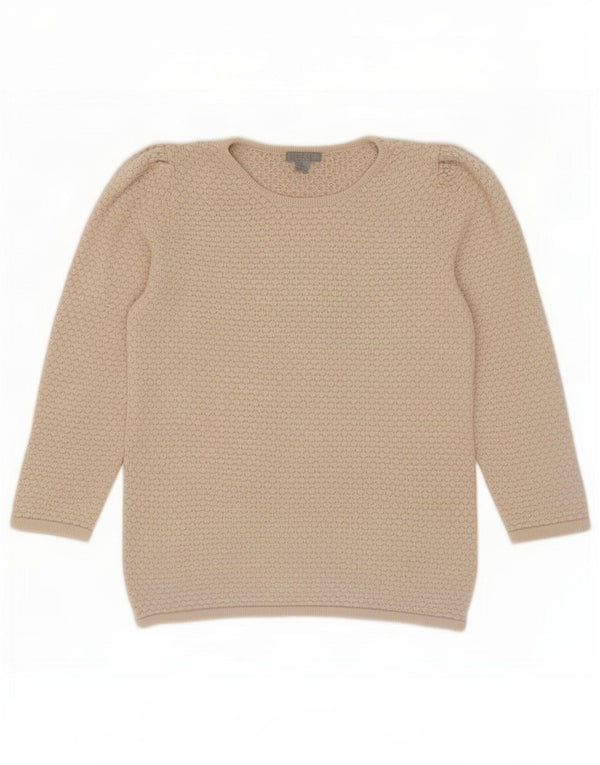 Cos Damen-Pullover mit 3/4-Ärmeln und U-Boot-Ausschnitt, Gr. 6, XS, Beige, Baumwolle