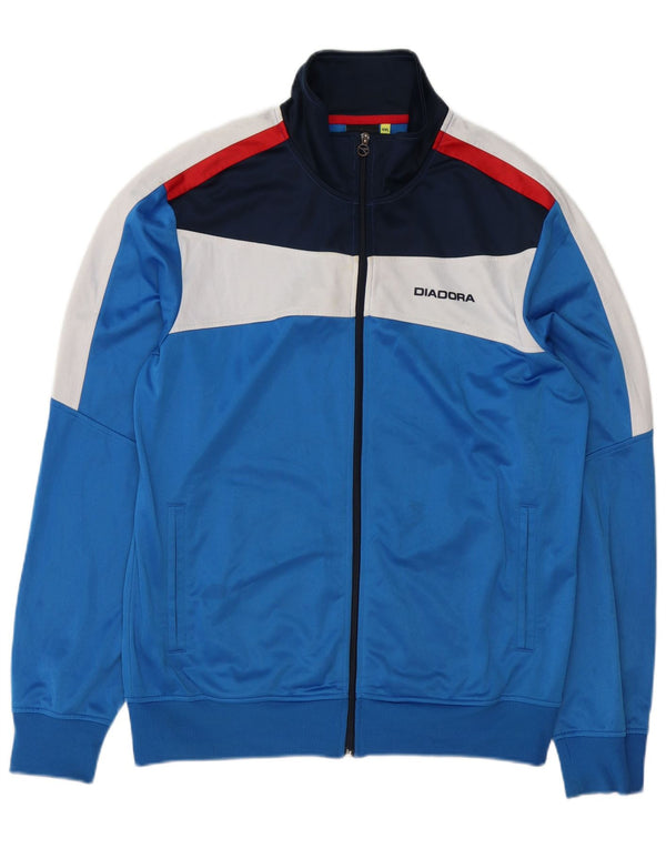 Diadora Herren-Trainingsanzug-Oberteil, Jacke, 2XL, blaues Farbblock-Polyester
