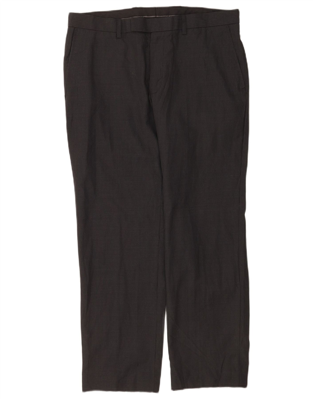Marks & Spencer Herren-Freizeithose mit normaler Passform, W34, L29, grau gestreifte Wolle