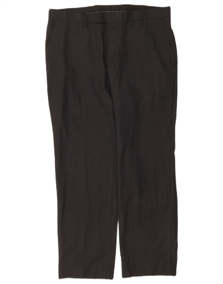 Marks & Spencer Herren-Freizeithose mit normaler Passform, W34, L29, grau gestreifte Wolle