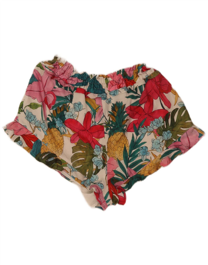 Zara Damen-Shorts, groß, W32, mehrfarbig, Blumenmuster, Polyester