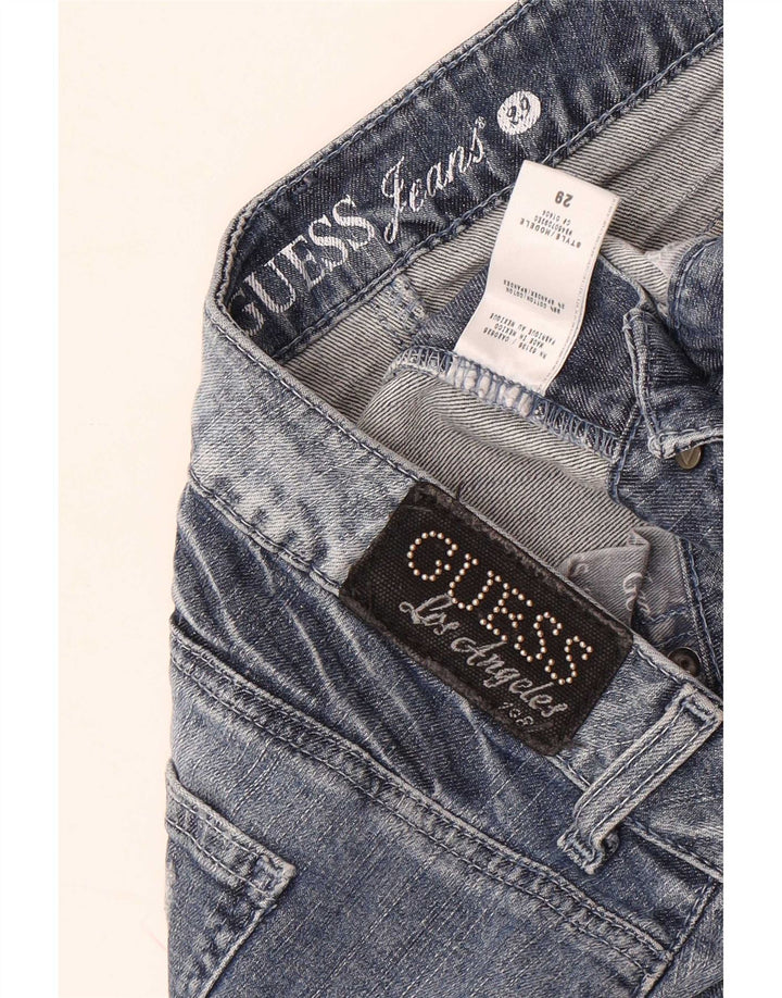 Guess Distressed Mini-Jeansrock für Damen, W29, mittelblaue Baumwolle