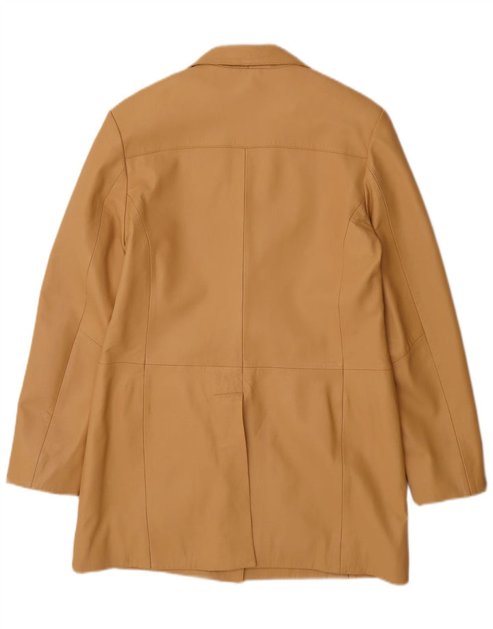 Vintage Damen Ledermantel UK 14 Großes Beige Leder
