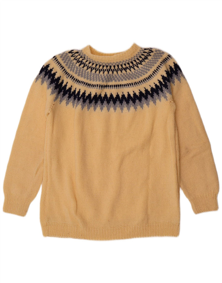 Vintage Herren Pullover mit Rundhalsausschnitt, Mittelgelb, Fair Isle